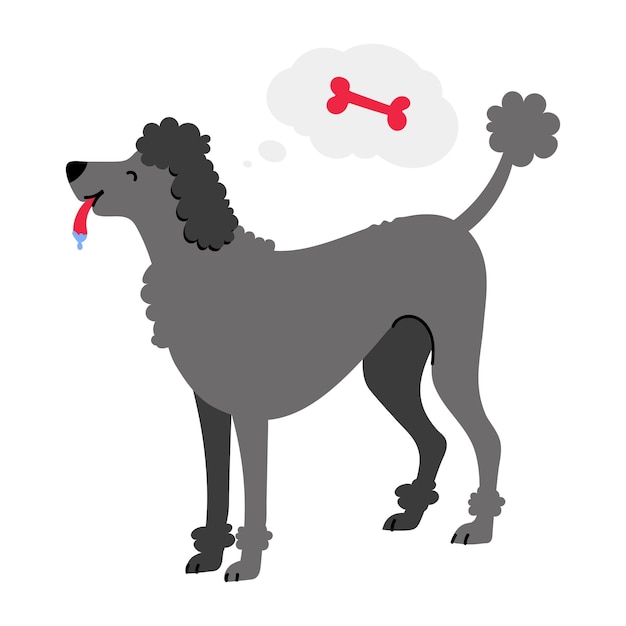 Flat illustration of dog dreaming