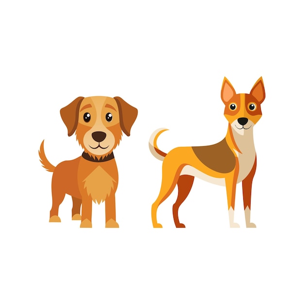 a flat illustration of a dog a puppy