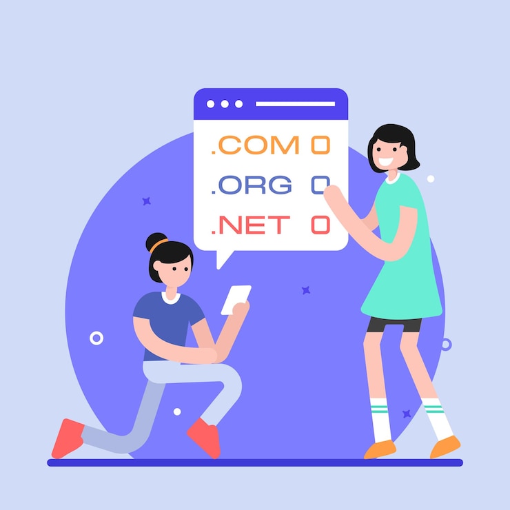 Vector flat illustration of domain names editable design