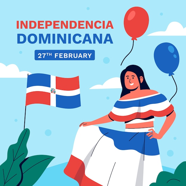 Vettore illustrazione piatta per la giornata dell'indipendenza della repubblica dominicana