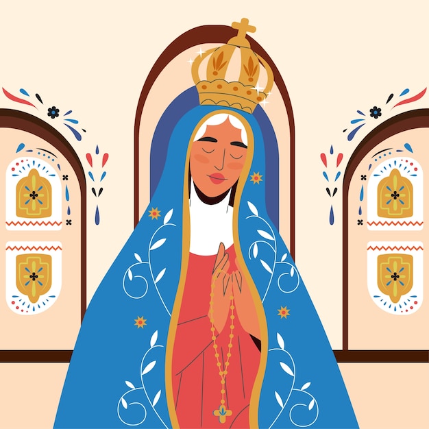 Vector flat illustration for dominican republic nuestra seoora de la altagracia