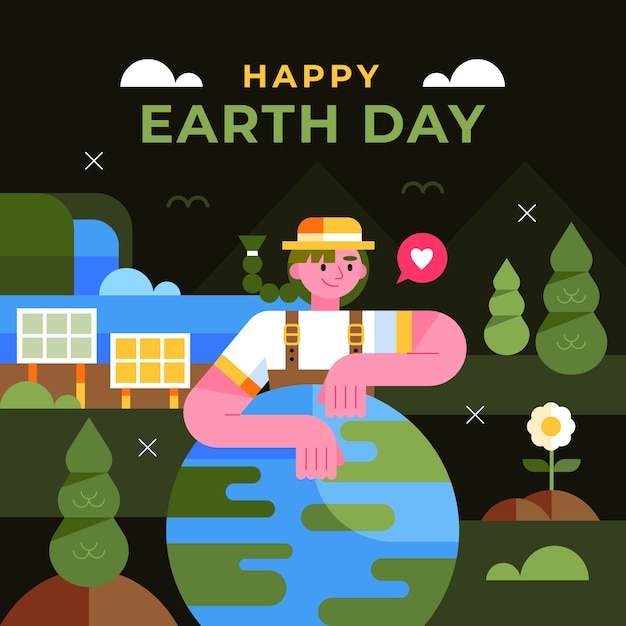 Vector flat illustration for earth day celebration