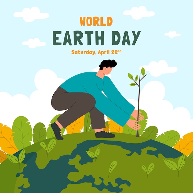 Vector flat illustration for earth day celebration