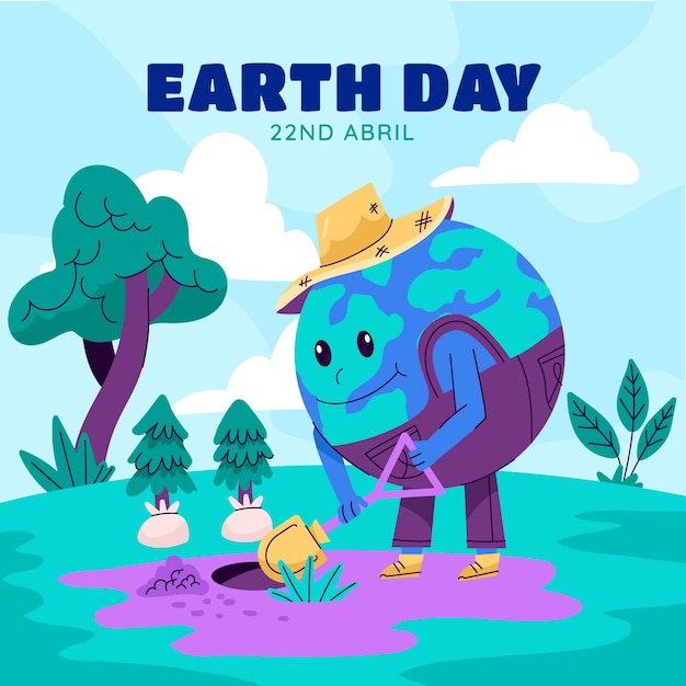 Flat illustration for earth day celebration