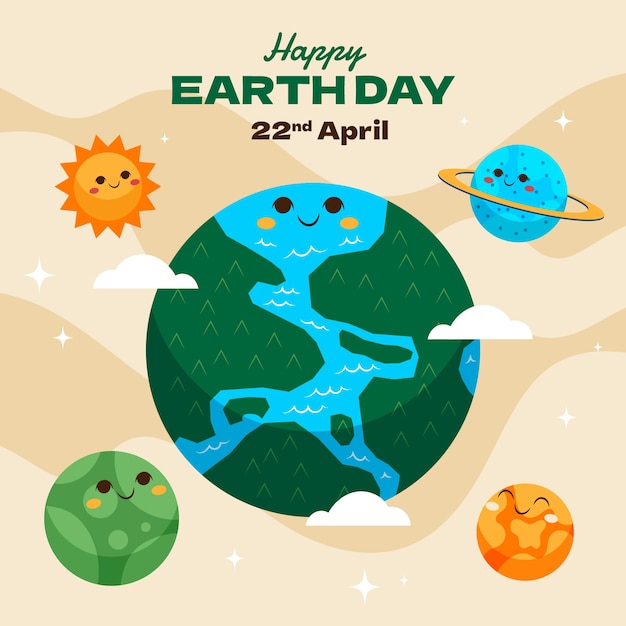 Vector flat illustration for earth day celebration