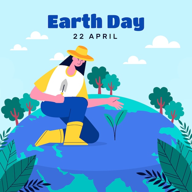 Vector flat illustration for earth day celebration