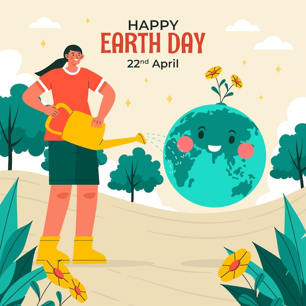 Flat illustration for earth day celebration