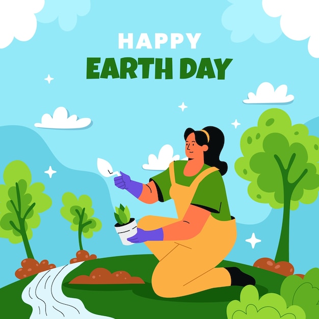 Vector flat illustration for earth day celebration