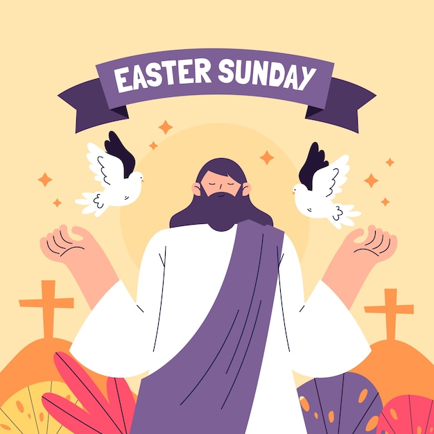 flat illustration for easter holiday