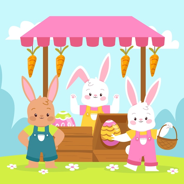 Vector flat illustration for easter holiday