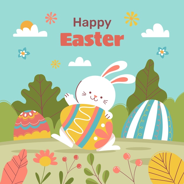 Vector flat illustration for easter holiday