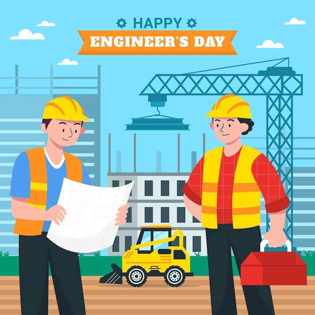 Vector flat illustration for engineers day celebration