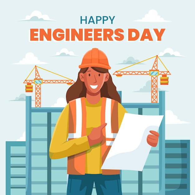 Vector flat illustration for engineers day celebration