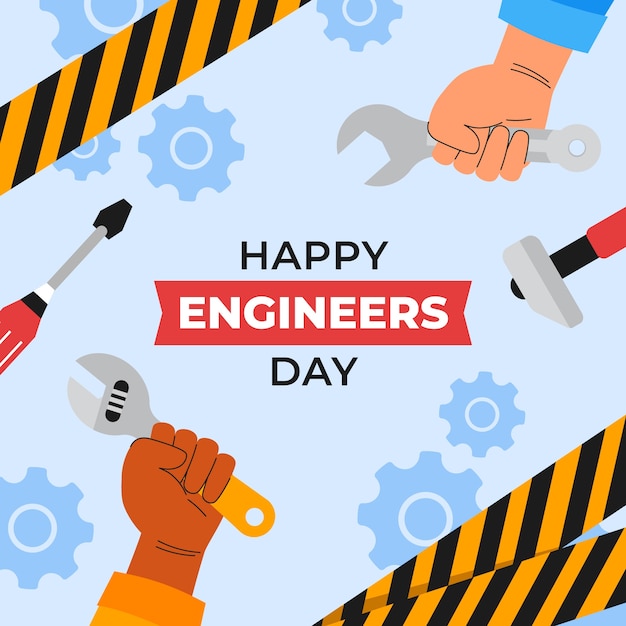 Vector flat illustration for engineers day celebration