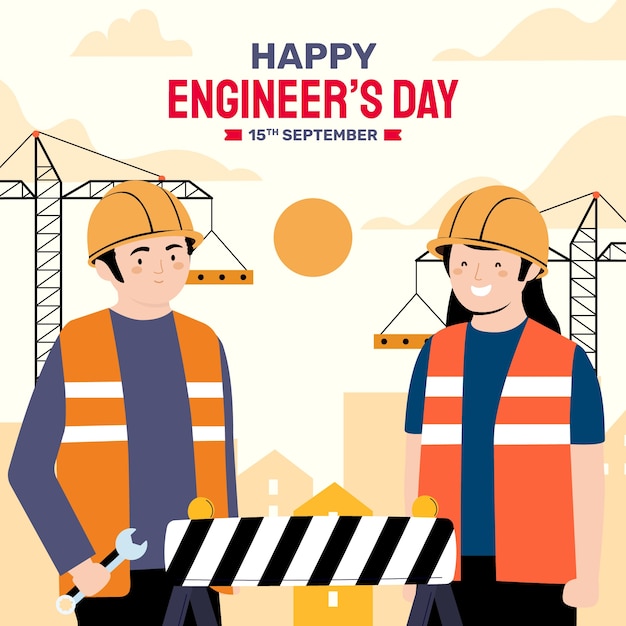 Flat illustration for engineers day