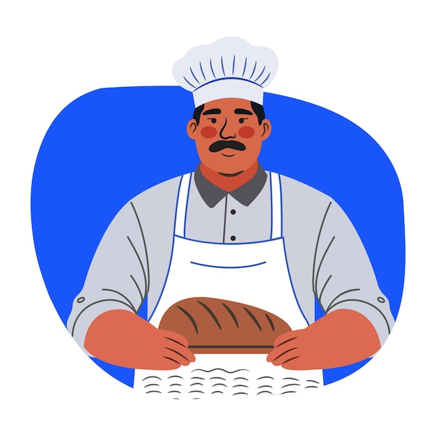Плоская иллюстрация опытного пекаря