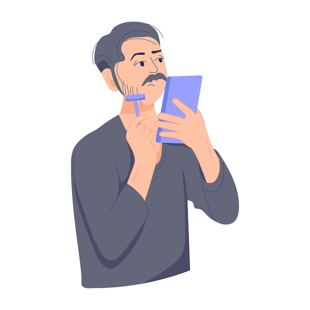 Flat illustration of face shaving