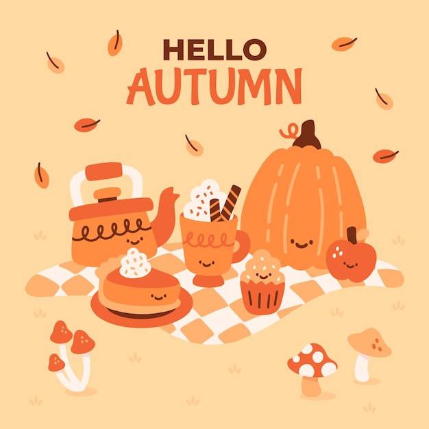 Vector flat illustration for fall season celebration