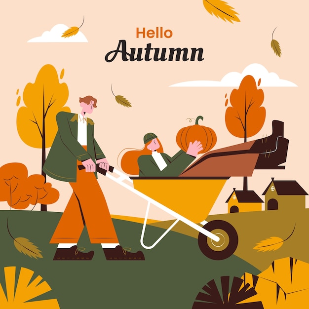 Vector flat illustration for fall season celebration