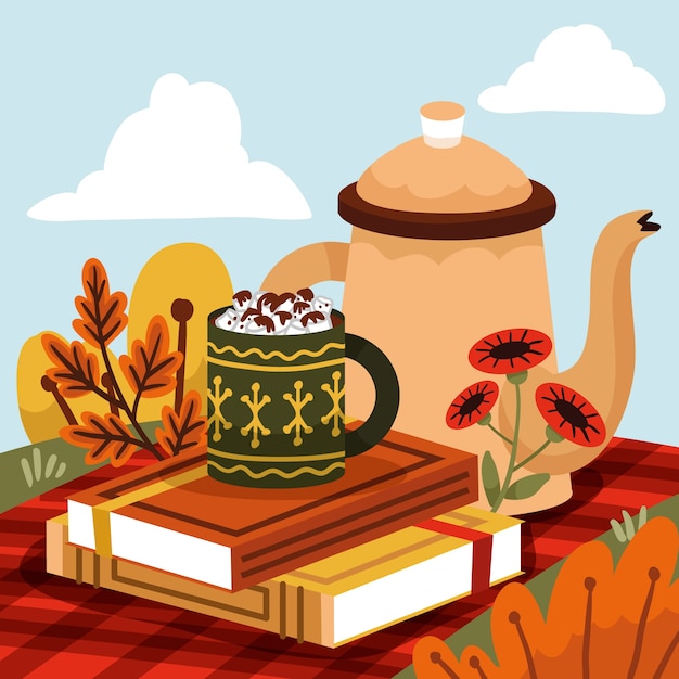 Vector flat illustration for fall season