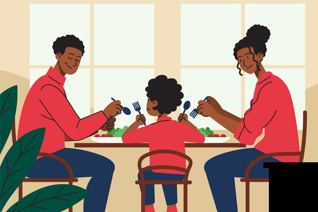 Flat illustration of family spending time togeher