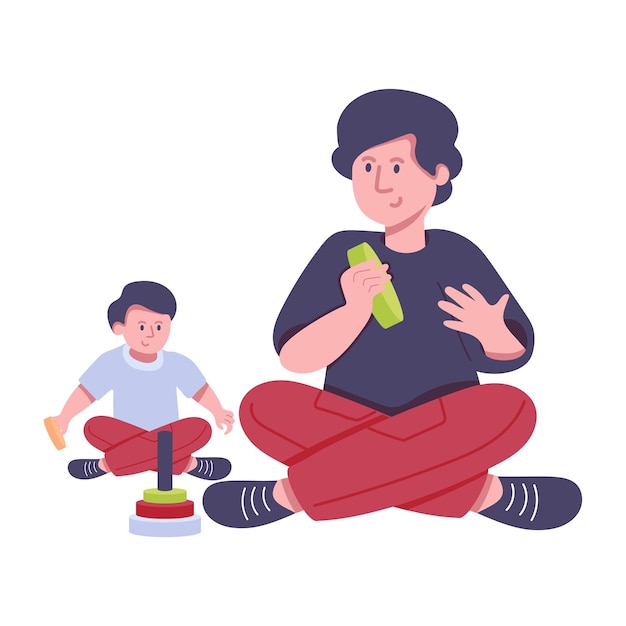 Flat illustration of father playing