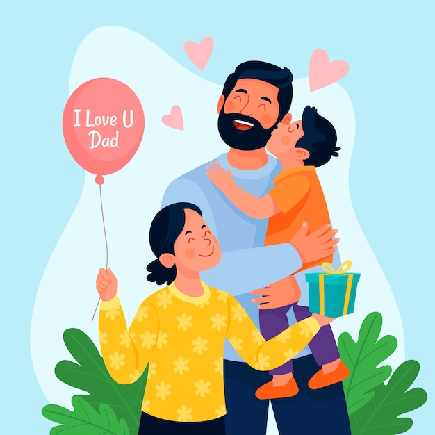 Vector flat illustration for fathers day celebration