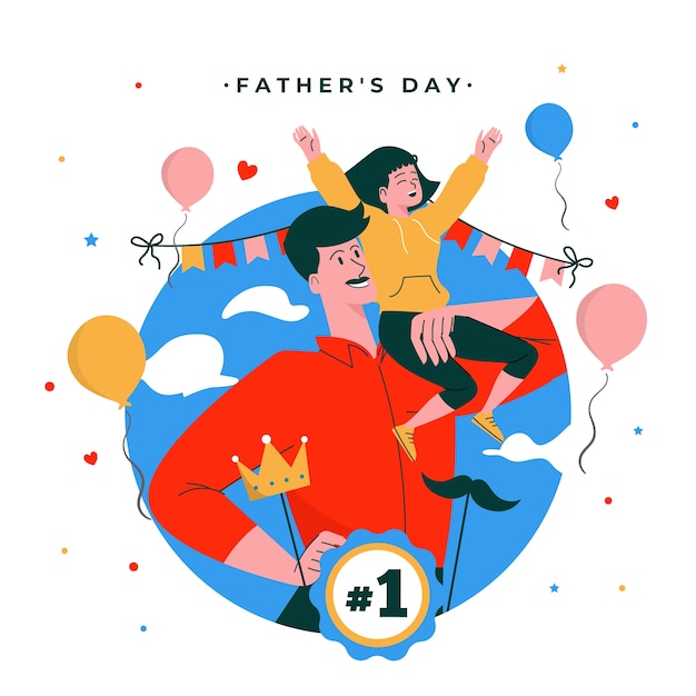 Vector flat illustration for fathers day celebration