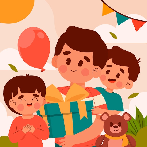 父の日のお祝いのフラットの図