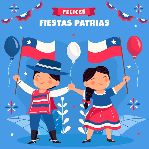 Illustrazione piatta per feste patrias cile