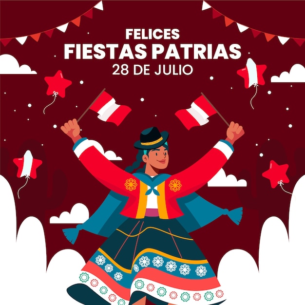 Vettore illustrazione piatta per feste patrias cile