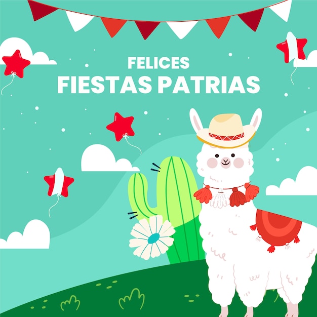 Vector flat illustration for fiestas patrias chile