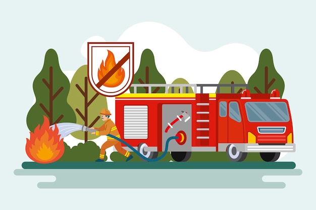 Vector flat illustration fire prevention concept