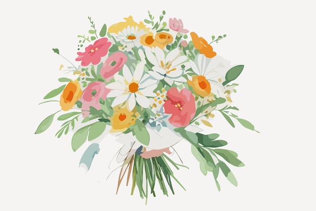 a flat illustration of Flower bouquet watercolor