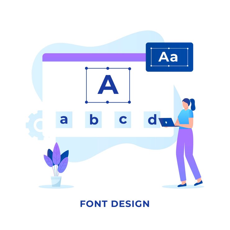 Vector flat illustration of font design concept