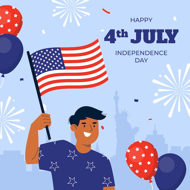 Вектор Плоская иллюстрация к празднованию 4 июля в америке