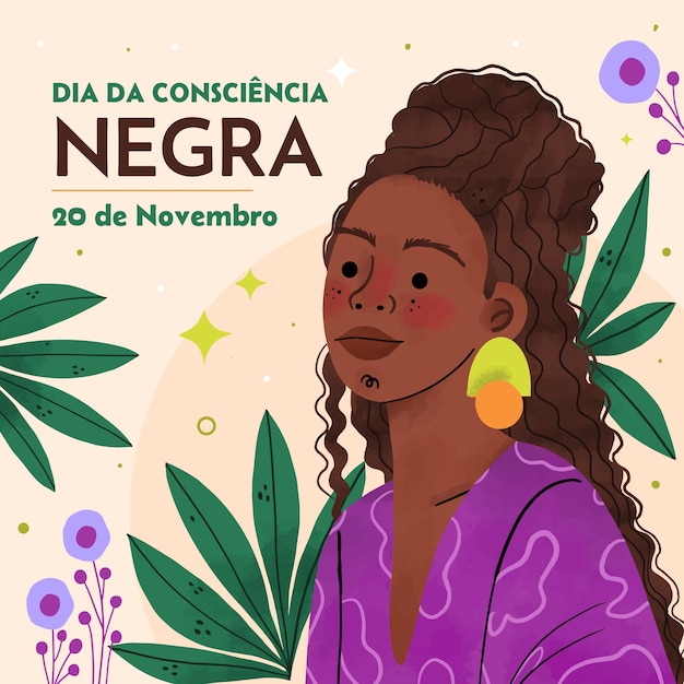 ベクトル ブラジル黒人啓発デーのお祝いのためのフラットの図