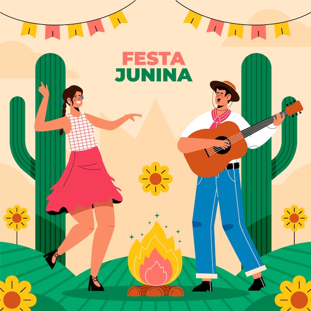 Вектор Плоская иллюстрация к бразильскому празднику festas juninas