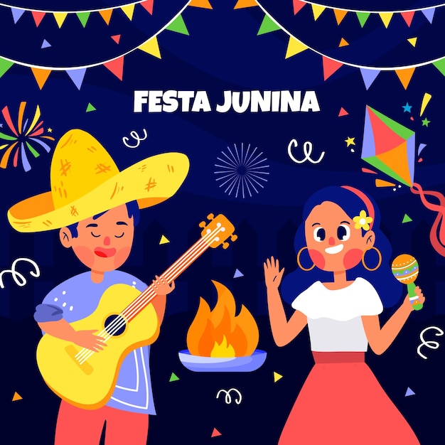 Вектор Плоская иллюстрация к бразильским праздникам festas juninas