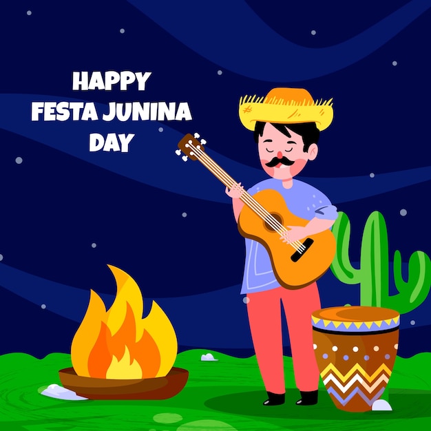 Вектор Плоская иллюстрация к бразильским праздникам festas juninas