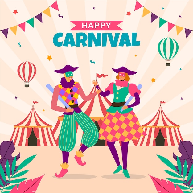 Вектор Плоская иллюстрация для празднования карнавала