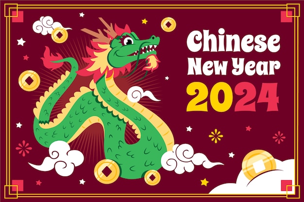 ベクトル 中国の新年祭のフラットイラスト