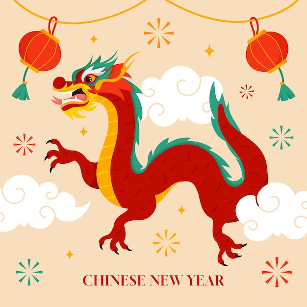 벡터 중국 새해 축제 를 위한 평평 한  ⁇ 화