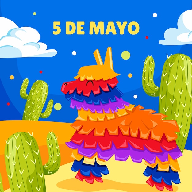 Вектор Плоская иллюстрация для празднования синко де майо