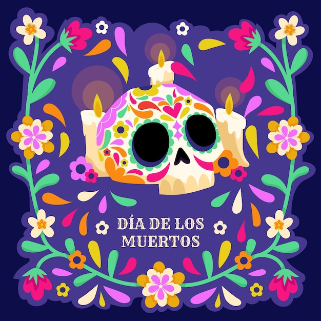 벡터 dia de muertos 축하를 위한 평면 그림