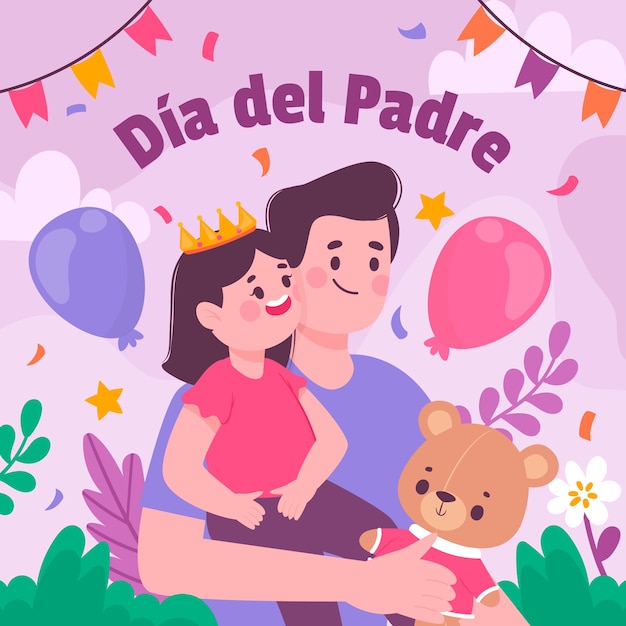 Dia Del Padre 축하를 위한 평면 그림