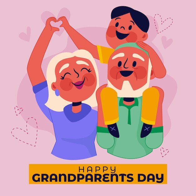 祖父母の日のお祝いのためのフラットなイラスト