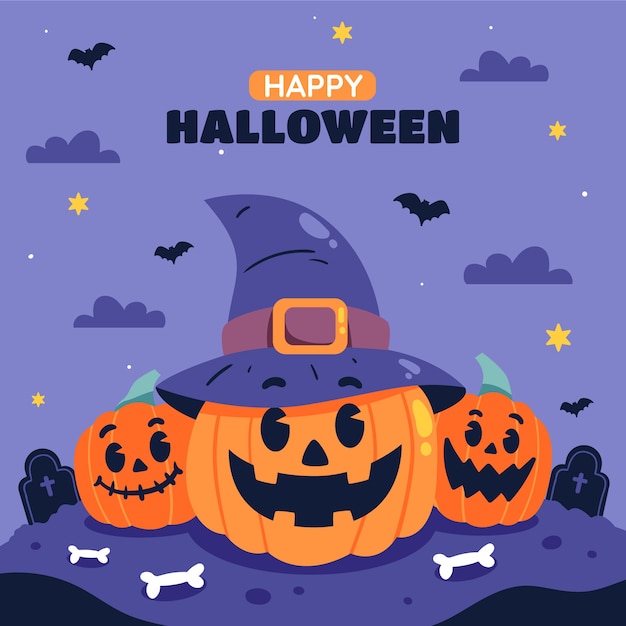 Плоская иллюстрация для празднования сезона хэллоуина