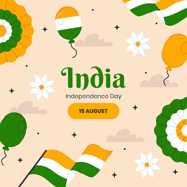 인도 독립 기념일 축 하에 대 한 평면 그림