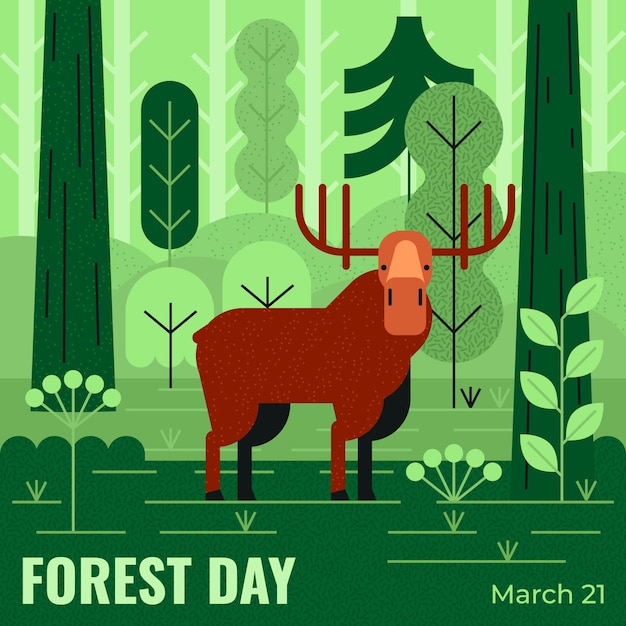 Вектор Плоская иллюстрация для празднования международного дня леса.